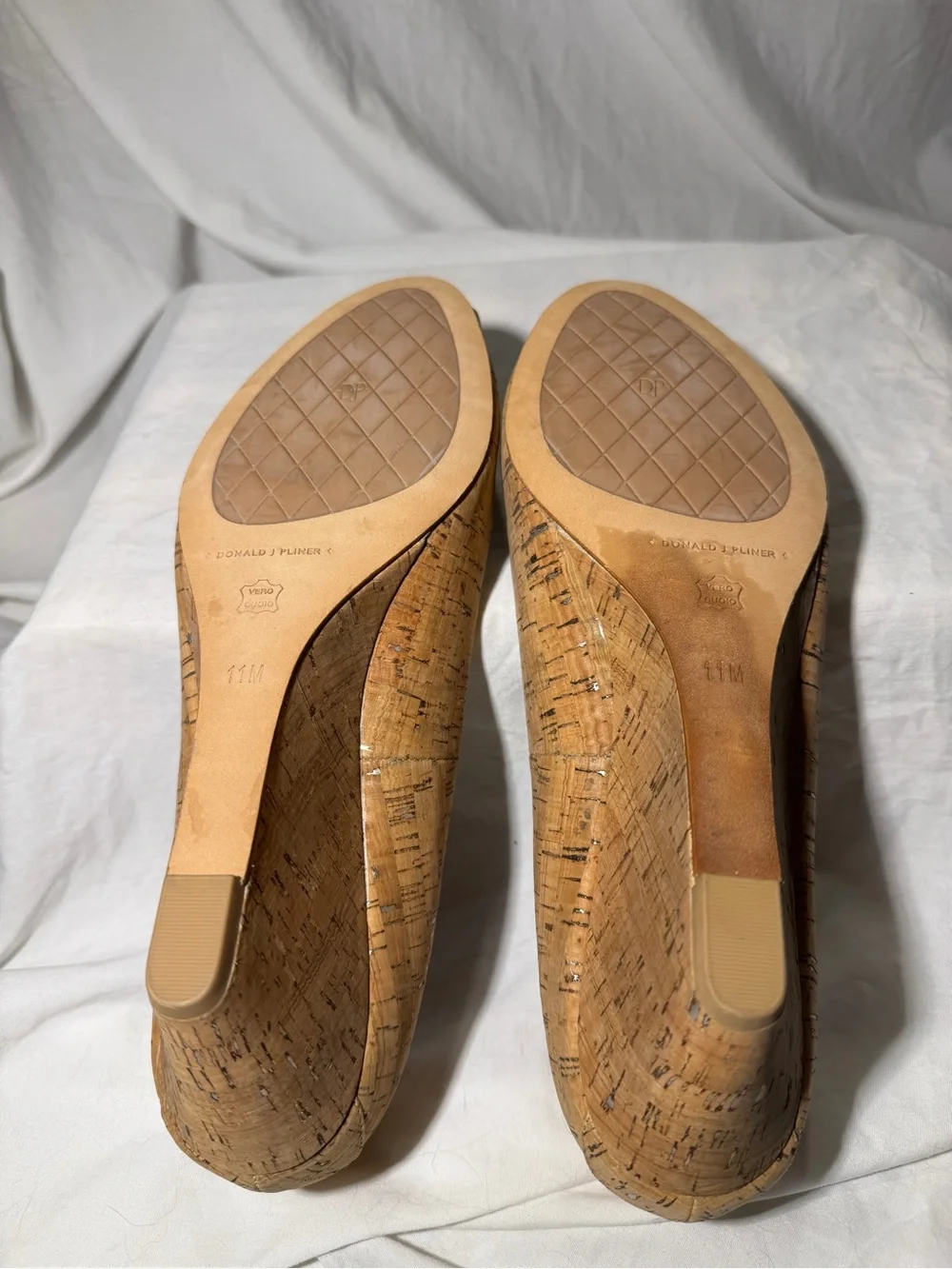 Donald J. Pliner CORK LOW WEGDE PEEP TOE PUMP 11 M $398.00 MSRP LOOKS FANTASTIC